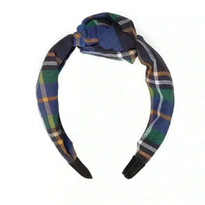 NWT Tanya Taylor Headband Blue Plaid
